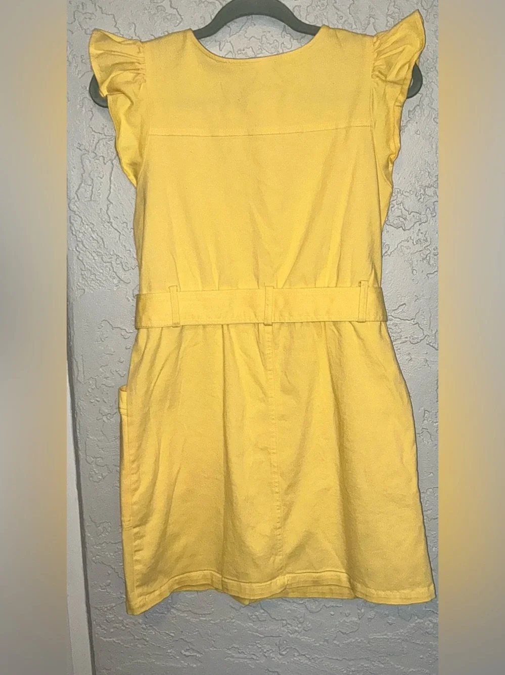 Copper Key Big Girls Ruffle Sleeve Yellow Button-Front Dress with Pockets & Belt